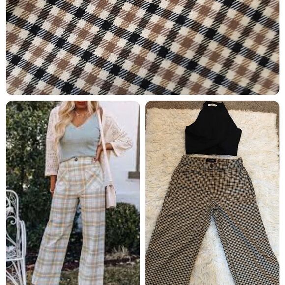 Baggy Crop Flare Plaid Pants! Add Gucci Belt for a classy look - Picture 1 of 6